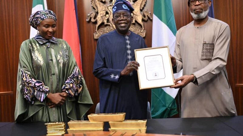 Gold transaction adds $5m to foreign reserves, as Alake presents gold bars to Tinubu