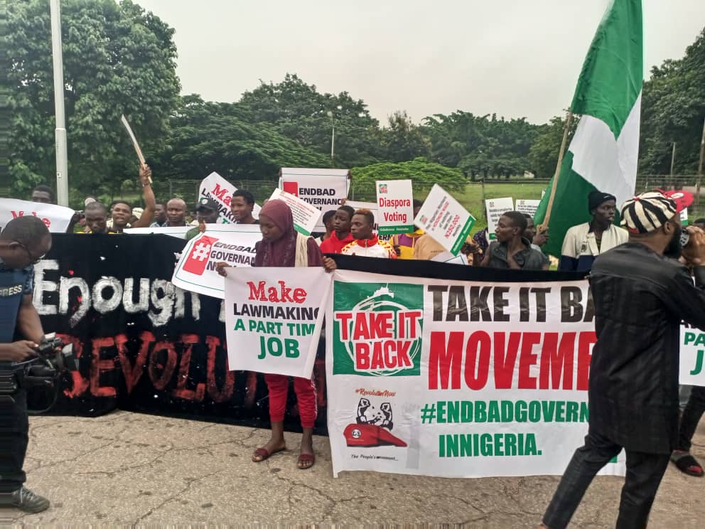 #EndBadGovernanceProtest: Hunger protesters converge on Abuja stadium